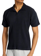 ISSEY MIYAKE Navy Pleated Polo-Shirt