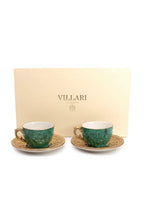 Villari Emerald Green and Gold Porcelain Tea Cup and Saucer Set