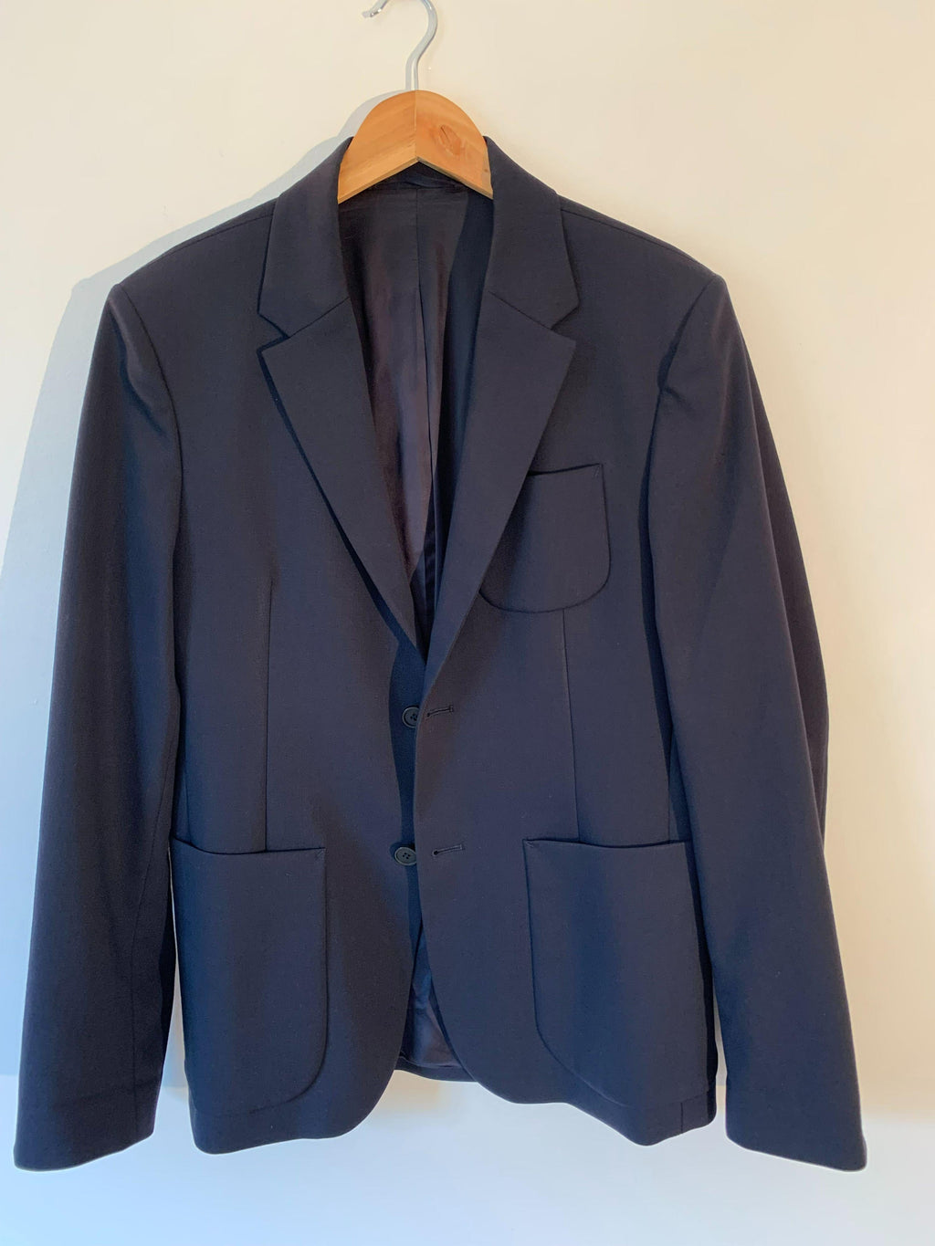 Blue Wool Blend Tailored Jacket