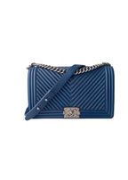 Blue Chevron Leather Boy Bag