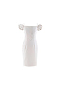 Dior Ivory Cotton Blend Midi Puff-Sleeve Dress