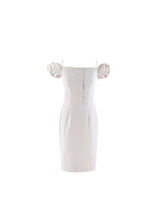 Dior Ivory Cotton Blend Midi Puff-Sleeve Dress