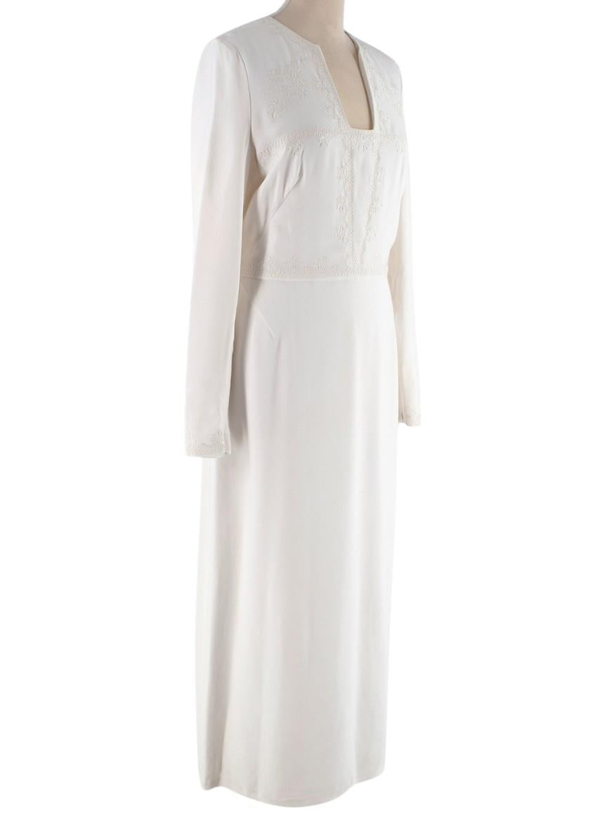 Vilshenko Embroidered Cream Crepe Midi Dress