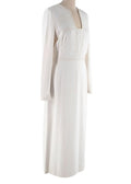 Vilshenko Embroidered Cream Crepe Midi Dress