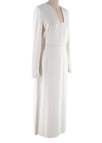 Vilshenko Embroidered Cream Crepe Midi Dress