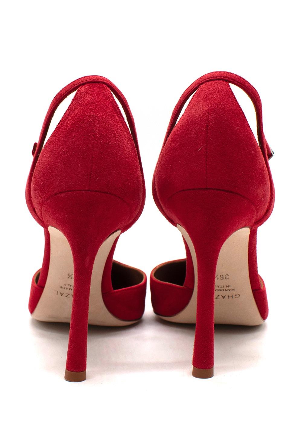 Ghazal Red Suede Jackie 100 Heels