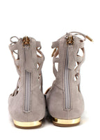 Aquazzura Grey Suede Christy Lace-up Sandals