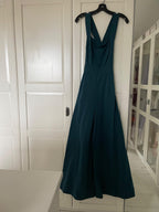 green silk-blend taffeta jumpsuit