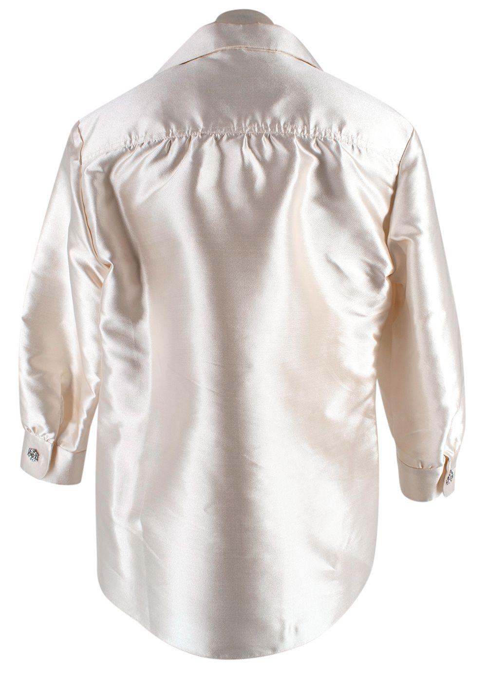 Stewart Parvin Cream Satin Crystal Detail Button Shirt