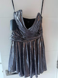 RETROFÉTE Jayda Strapless Pleated Lamé Mini Dress In Metallic