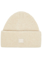 Acne Studios Cream Ribbed Beanie