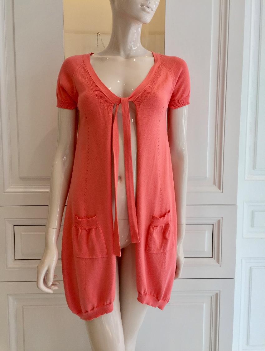 Blumarine Orange Short Sleeve Knit Cardigan