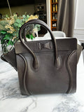 Brown Grained Calfskin Mini Luggage Bag