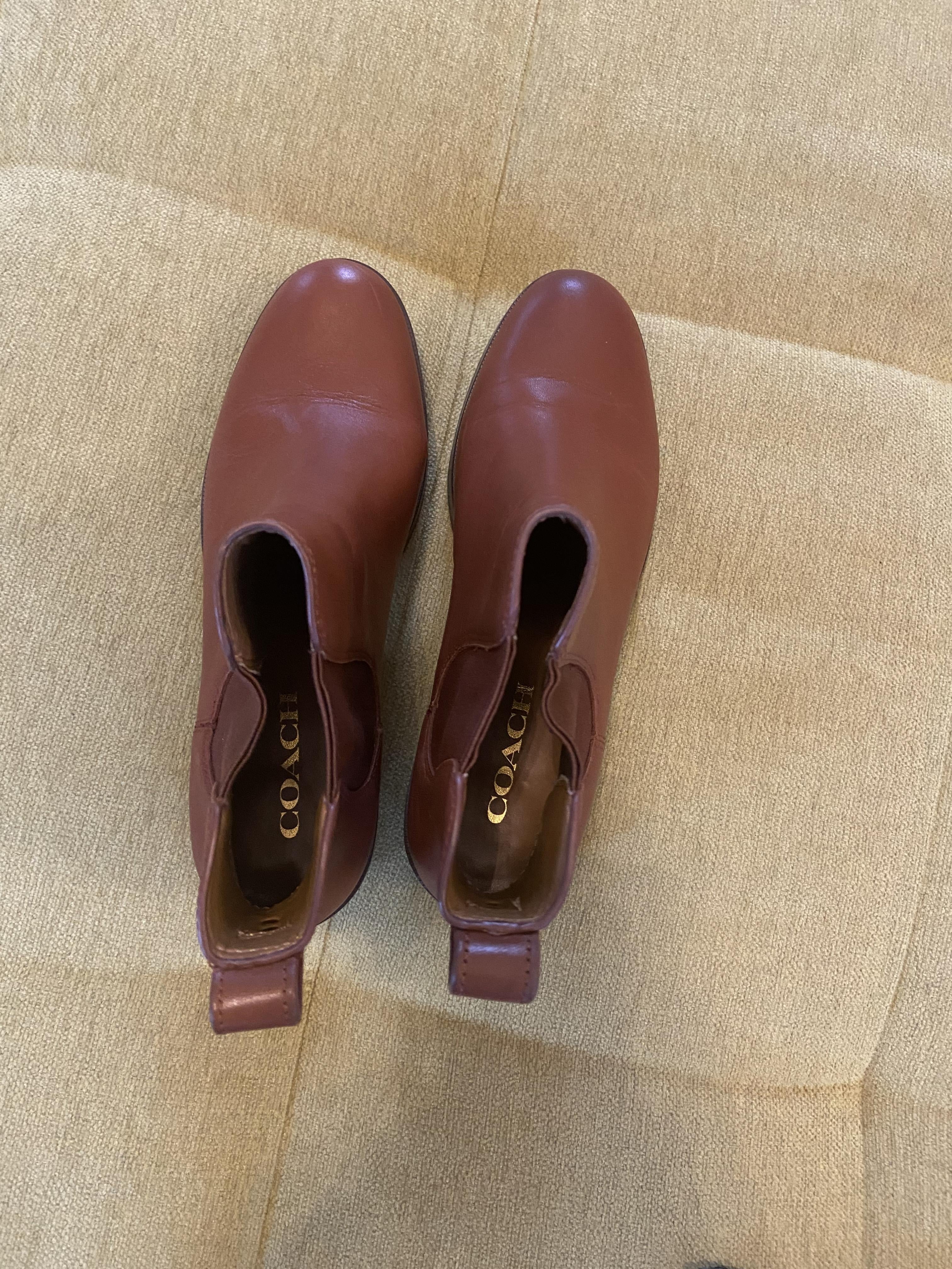 Coach Leather Flat Ankle Boots