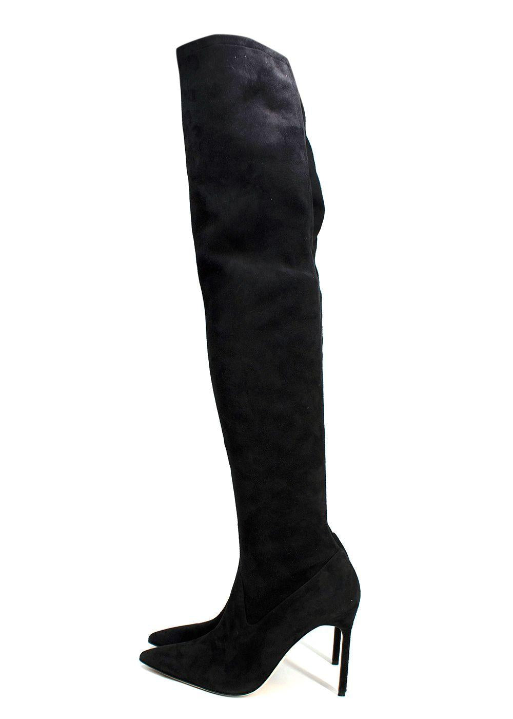Manolo Blahnik Black Pascalarhi Suede Thigh High Boots