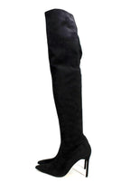 Manolo Blahnik Black Pascalarhi Suede Thigh High Boots