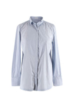 Brunello Cucinelli Blue Pin-Striped Cotton Shirt