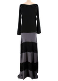 Karina Grimaldi Boat Neck Grey And Black Maxi Dress
