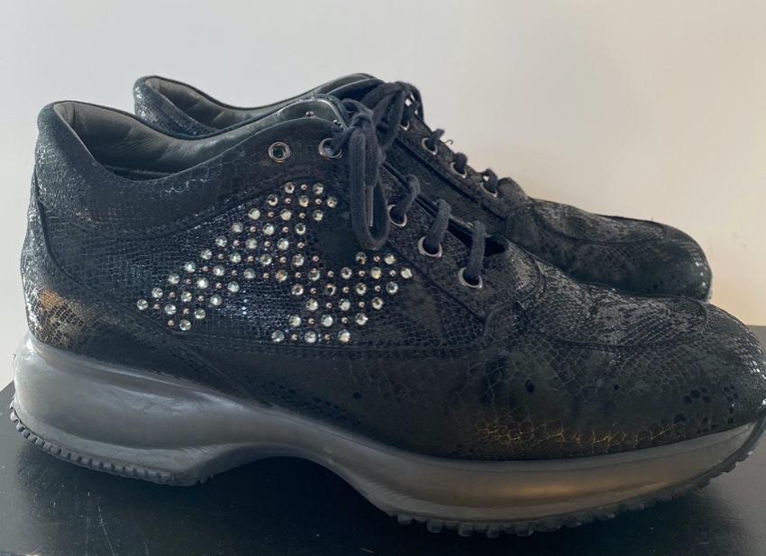 Hogan Black Lace Interactive Crystal H Sneakers