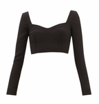 Jules Black Crepe Long Sleeved Crop Top