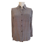 Black & white gingham silk crepe blouse