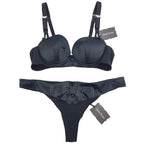 Chantal Thomass Black Satin Pad Bra & Thong Set