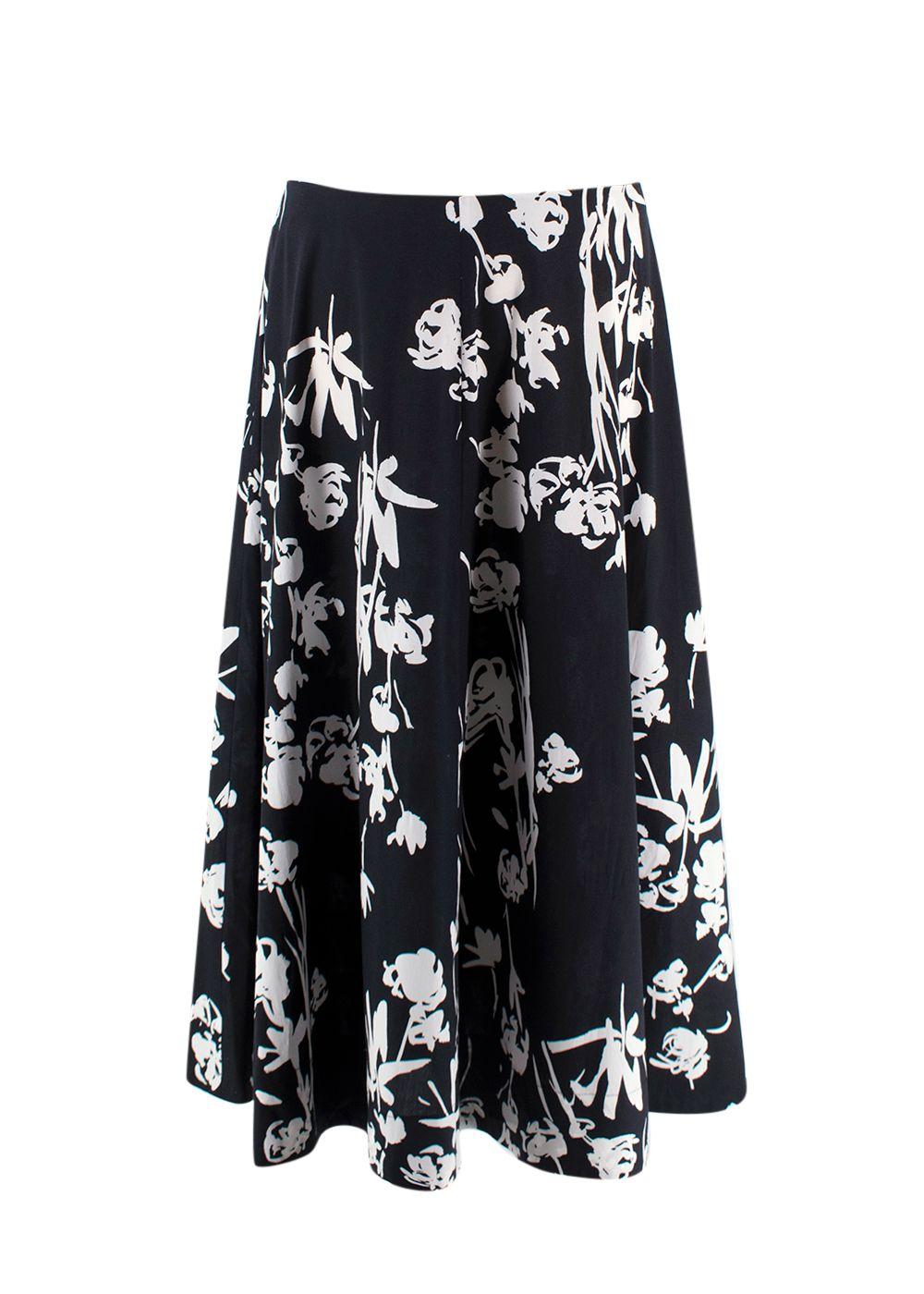 Marella Black and White Floral Cotton Skirt