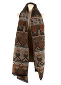 Bespoke Brown Multi-Coloured Aztec Print Woven Scarf
