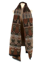 Bespoke Brown Multi-Coloured Aztec Print Woven Scarf