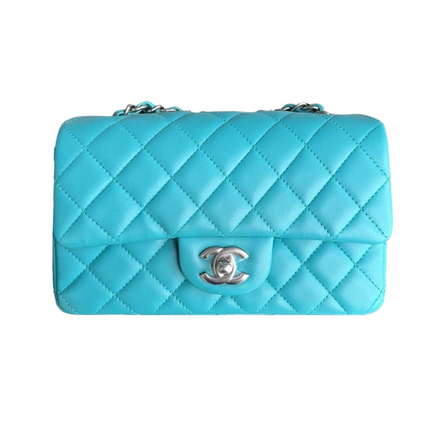 Turquoise Mini Quilted Classic Flap