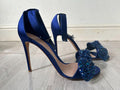 Blue Bow Embroidered Crystal Sandals