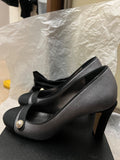 Silver Glitter Cap-Toe Pumps