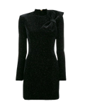 Balmain Black Velvet Embellished Mini Dress with Bow Detail