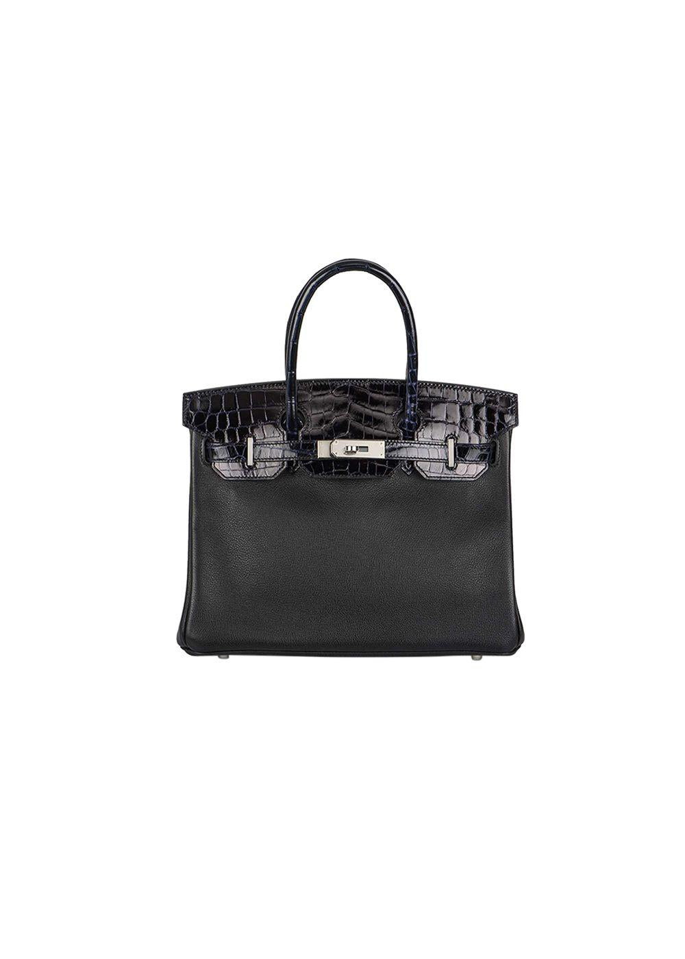 Bleu Marine & Noir Lisse Birkin Touch 30 PHW