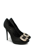 Roger Vivier Black Crystal-Embellished Satin Platform Pumps