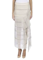Brunello Cucinelli Grey Silk Tiered Midi Skirt