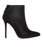 Black Suede Laser Cutout Ankle Boots
