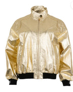 Runway Gold Leather Bomber Jacket
