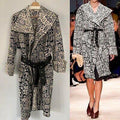 Celine Runway Black and Cream Runway Belted Coat