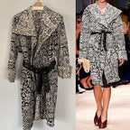 Celine Runway Black and Cream Runway Belted Coat