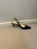 Black Leather Slingback Sandals
