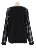 Burberry Black Check Sleeves Crewneck Sweatshirt