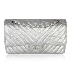 Chanel  Metallic Patent Crumpled Calfskin Chevron Medium Double Flap Bag