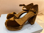 Prada Velvet Peep Toe Sandals