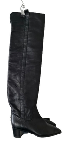 Black Leather Over The Knee Boots