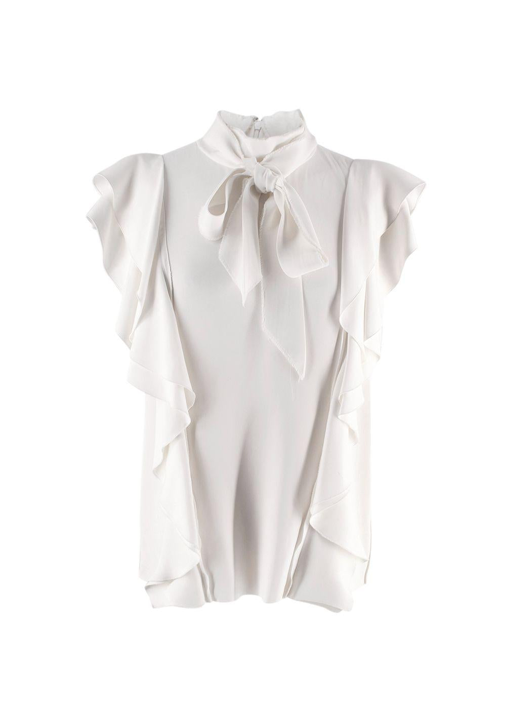 Lanvin Cream Pussybow Frill Blouse