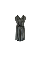 Olive silk satin draped dress