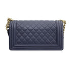Chanel Navy Caviar Leather Medium Boy Bag