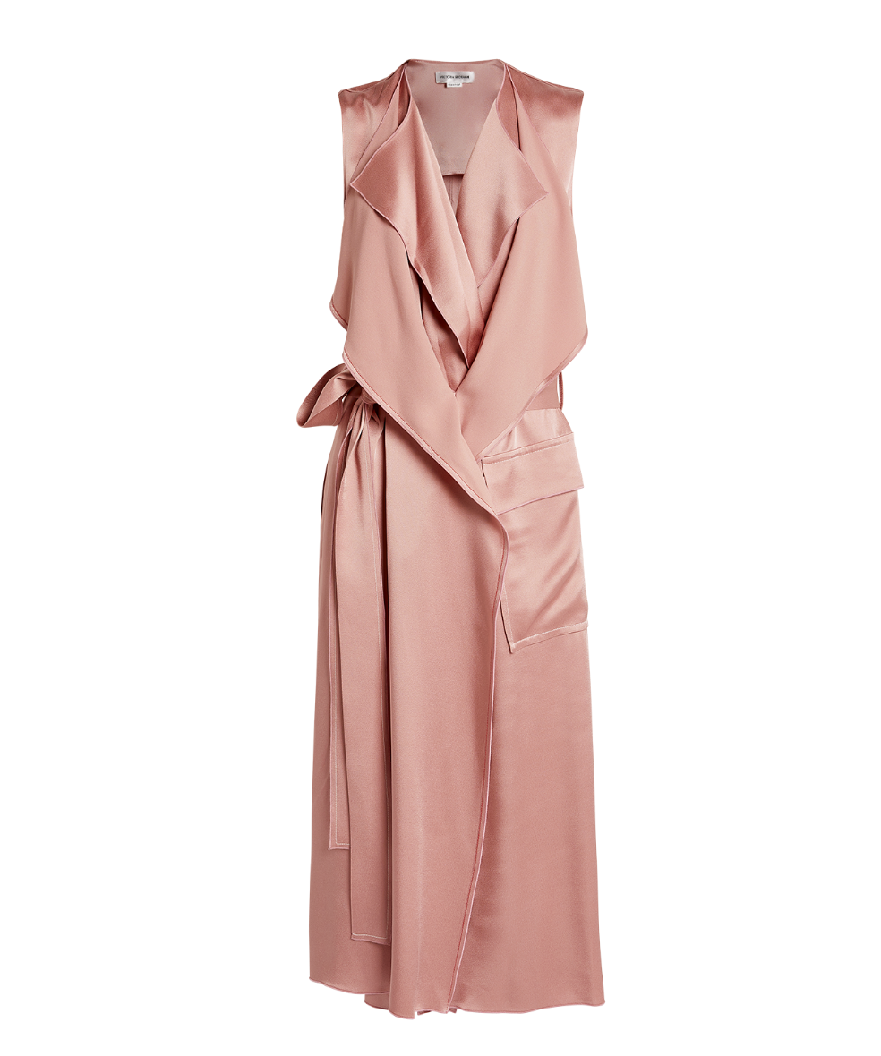 Victoria Beckham Cutout Hammered-Satin Midi Wrap Dress