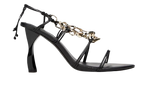 Chain Embellished Black Sandals